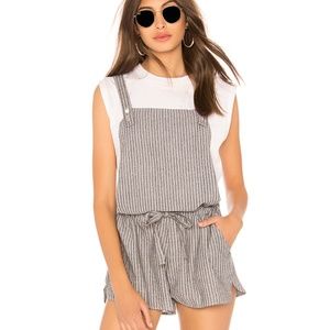 REVOLVE Bobi Stripe Overall Romper Cinched Waist